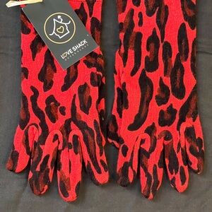 Love Shack Fancy Red and Black Gloves